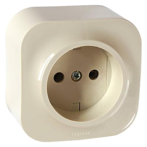 Legrand  Quteo  Слоновая Кость Розетка 2К без шторки открытая установка 782240