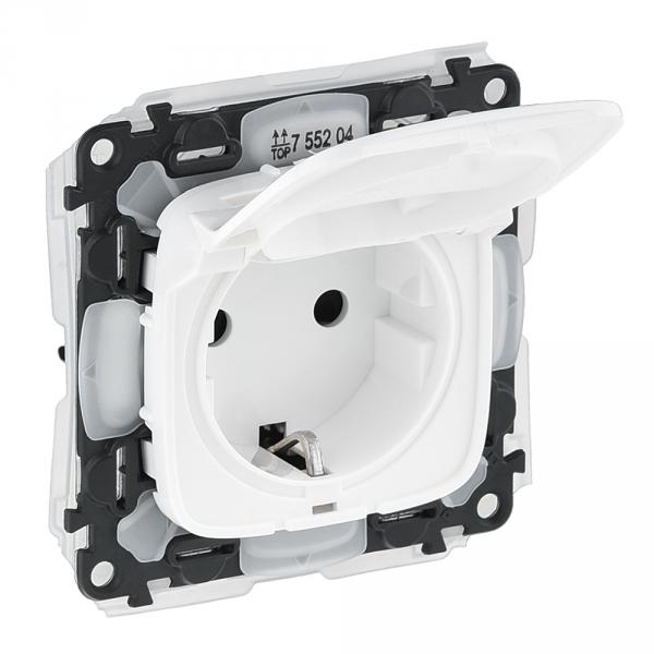 Legrand  Valena  ALLURE Белый Розетка силовая 2К+З, с защитными шторками и откидной крышкой IP44 755204