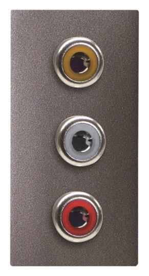 ABB  Zenit  Антрацит Разъём механизм 3xRCA красный+белый, 1-модуль  / 2CLA215530N1801