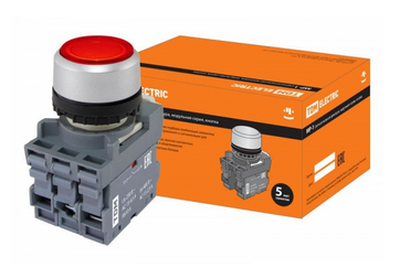 Кнопка MP1-21R(LED) в сборе d22мм/24В 1з+1р красная TDM SQ0747-0017