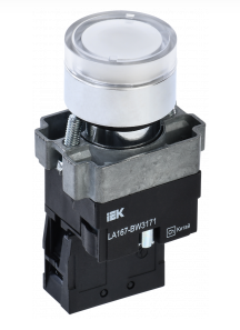 Кнопка LA167-BW3171 d=22мм RC 1з с подсвет. белая IEK