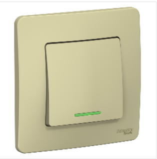 Schneider Electric  BLANCA  Бежевый Выключатель  1-клавишный (cхема1) с подсветкой, 10А, 250B,  скрытая установка BLNVS010117