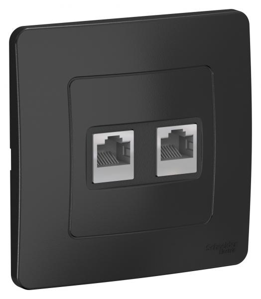 Schneider Electric  BLANCA  Антрацит  Розетка 2-местная компьютерная  RJ45, категория 5E, скрытая установка BLNIS045456