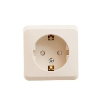 Schneider Electric  ЭТЮД  Крем  Розетка 1-местная открытая установка с заземляющими контактами со шторками PA16-004K