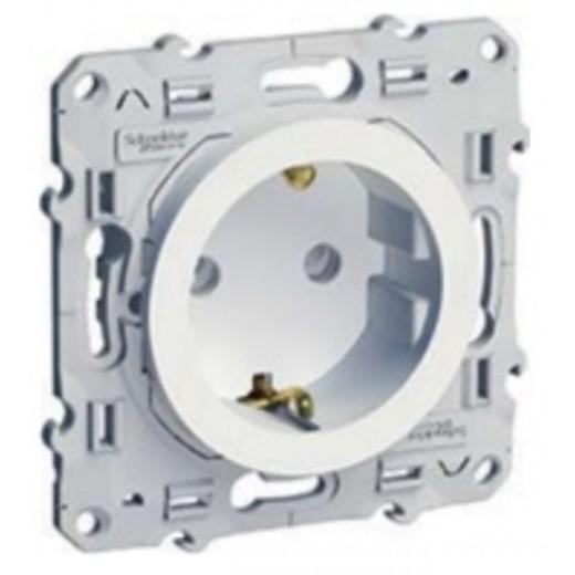 Schneider Electric ODACE Белый Розетка механизм 1-местная с заземляющими контактами и шторками S52R037