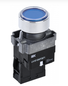 Кнопка LA167-BWF3671 d=22мм RC 1з с подсвет. синяя IEK