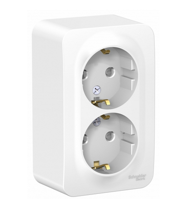 Schneider Electric  BLANCA  Белый  Розетка 2-местная с заземляющими контактами со шторками 16А, 250В, открытая установка BLNRA011201