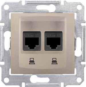 Schneider Electric Sedna Титан Розетка механизм компьютерная 2-местная RJ45 категория 5e, экранированная STP с пружинными зажимами IP20 скрытая установка SDN4600168