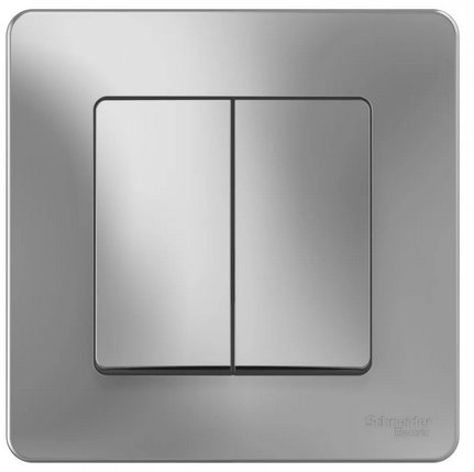 Schneider Electric  BLANCA  Алюминий  Выключатель 2-клавишный (cхема 5), 10А, 250B,  скрытая установкаBLNVS010503