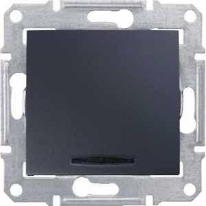 Schneider Electric Sedna Графит Выключатель механизм кнопочный с синей подсветкой 10А IP20 скрытая установка SDN1600170