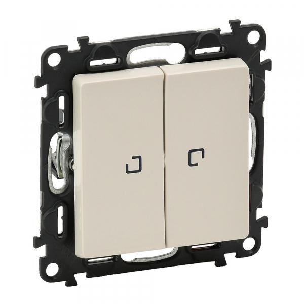 Legrand  Valena  LIFE  Слоновая Кость Переключатель двойной 10АХ 250В с подсветкой с лицевой панелью 752509
