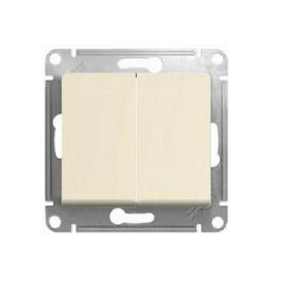Schneider Electric Glossa  Бежевый Выключатель 2-клавишный схема 5,механизм IP20 скрытая установка GSL000251