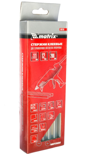 Стержни клеевые, прозрачные, 11*200мм, 12 шт./упак. // MATRIX