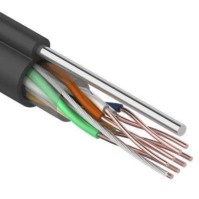 Кабель витая пара U/UTP 4х2х24AWG кат.5e solid CU PE OUTDOOR трос черн. 305м (м) Rexant 01-0046