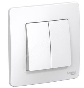Schneider Electric  BLANCA  Белый  Выключатель 2-клавишный (cхема 5) 10А, 250B, IP20  скрытая установка BLNVS010501