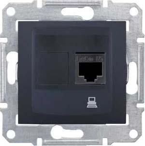Schneider Electric Sedna Графит Розетка механизм компьютерная 1-местная RJ45 категория 6, экранированная STP с пружинными зажимами IP20 скрытая установка SDN4900170