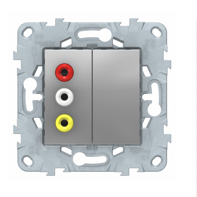 Schneider Electric Unica NEW Алюминий Розетка 3 RCA, NU543130
