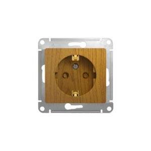 Schneider Electric Glossa Дерево Дуб Розетка с заземляющими контактами со шторками, механизм IP20 скрытая установка GSL000545