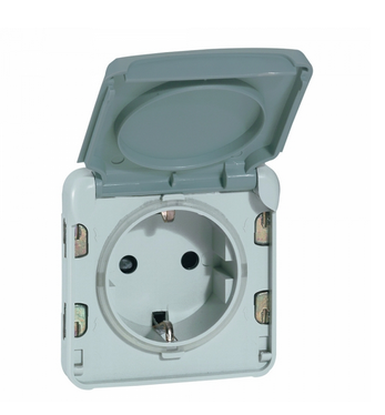 Legrand   Plexo Механизм Серый  Розетка 1-местная с заземляющими контактами IP55 069570 (безвинтовой зажим)