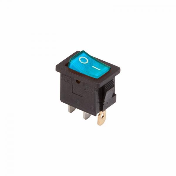 Выключатель клавишный 250V 6А (3с) ON-OFF синий  с подсветкой  Mini  (RWB-206, SC-768)  REXANT 36-2151
