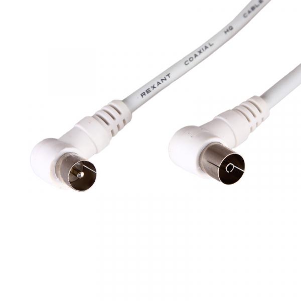 Шнур TV PLUG - TV JACK  1.5М  угловой  Белый  REXANT 18-0022
