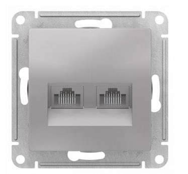 Schneider Electric AtlasDesign Алюминий  Розетка 2-местная компьютерная RJ45+RJ45, кат.5E, механизм ATN000385