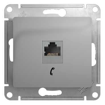 Schneider Electric Glossa Алюминий Розетка телефонная RJ11, механизм IP20 скрытая установка GSL000381T