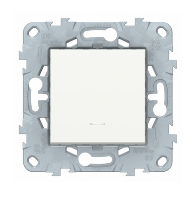 Schneider Electric Unica NEW  Белый Выключатель 1-клавишный, кнопочный с подсветкой схема 1а, 10a NU520618N