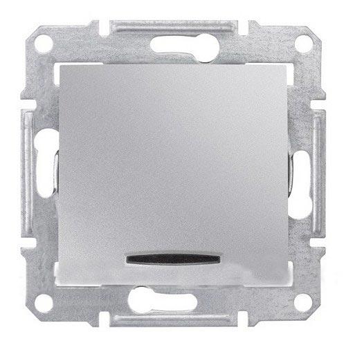 Schneider Electric Sedna Алюминий Выключатель механизм кнопочный с синей подсветкой 10А IP20 скрытая установка SDN1600160