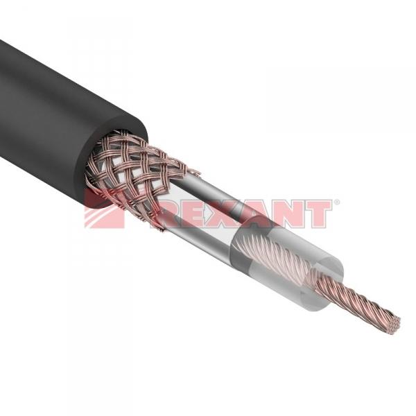RG-58 A/U (50 Ом), Cu/Al/Cu 64 % (бухта 100 м) черный кабель REXANT (01-2003) 01-2003