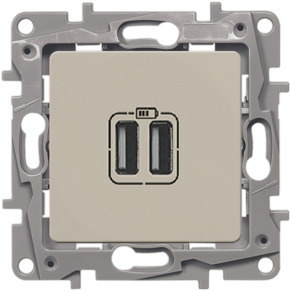 Legrand  Etika  Слоновая Кость Зарядное устройство механизм с 2 USB-разьемами 240В/5В 2400мА 672394