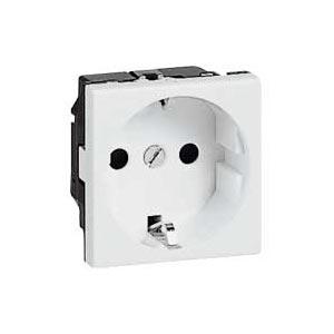 Legrand  Mosaic  Белый  Розетка механизм 2К+З немецкий стандарт под углом 45°, 2 модуля 077245
