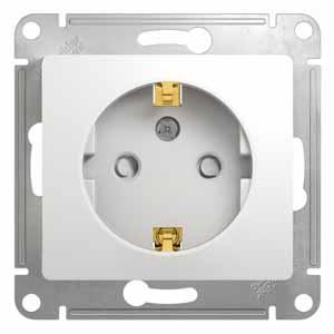 Schneider Electric Glossa  Белый Розетка с заземляющими контактами со шторками, механизм IP20 скрытая установка GSL000145