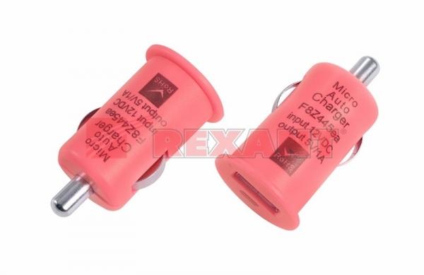 Автозарядка в прикуриватель USB (АЗУ) (5V, 1 000mA) фиолетовая REXANT 18-1922