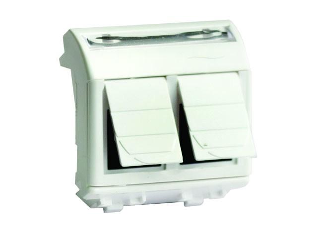 DKC  BRAVA  Розетка  Белый  компьютерная 2-местная RJ45 кат. 5e экранированная (8P8C, Hyperline, Dual IDC: 110&Krone) 2 модуля 76459B