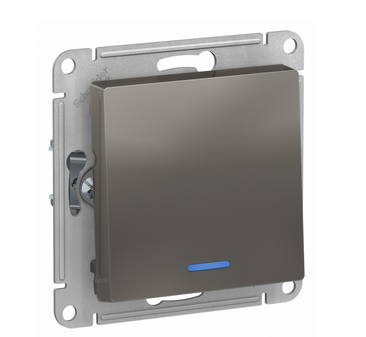 Schneider Electric AtlasDesign Сталь  Выключатель 1-клавишный с подсветкой схема 1а, 10АХ, механизм ATN000913