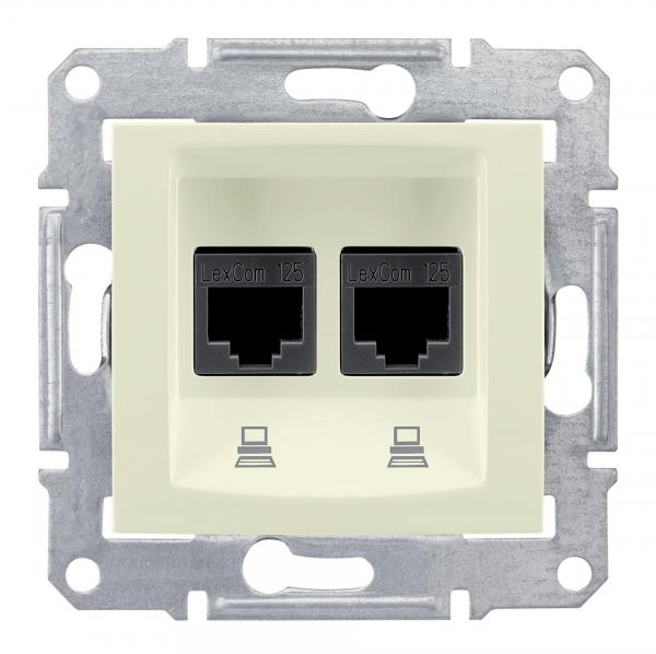 Schneider Electric Sedna  Бежевый Розетка механизм компьютерная 2-местная RJ45 категория 6, неэкранированная UTP с пружинными зажимами IP20 скрытая установка SDN4800147