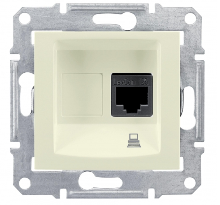 Schneider Electric Sedna  Бежевый Розетка механизм компьютерная 1-местная RJ45 категория 5e, экранированная STP с пружинными зажимами IP20 скрытая установка SDN4500147