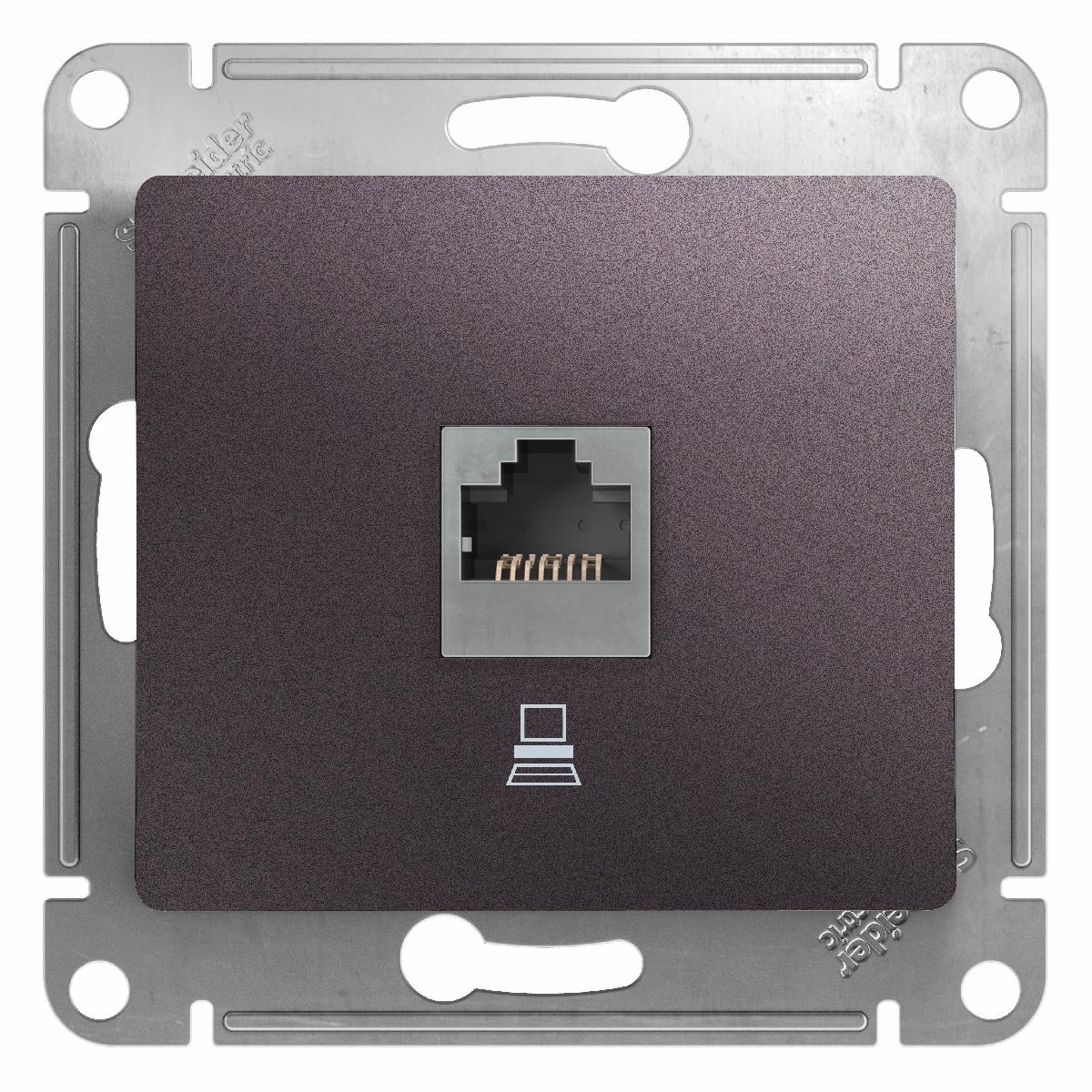 Schneider Electric Glossa Сиреневый Туман Розетка компьютерная RJ45 категория 5E, механизм IP20 скрытая установка GSL001481K