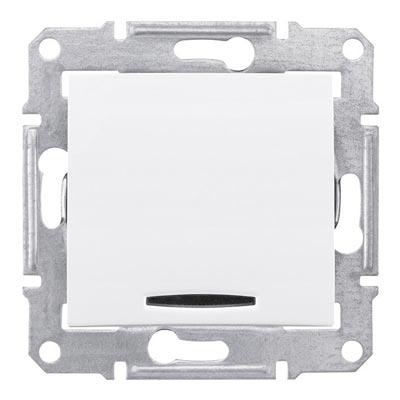 Schneider Electric Sedna  Белый Переключатель механизм 1-клавишный с красным индикатором 10А IP20 скрытая установка SDN0401121