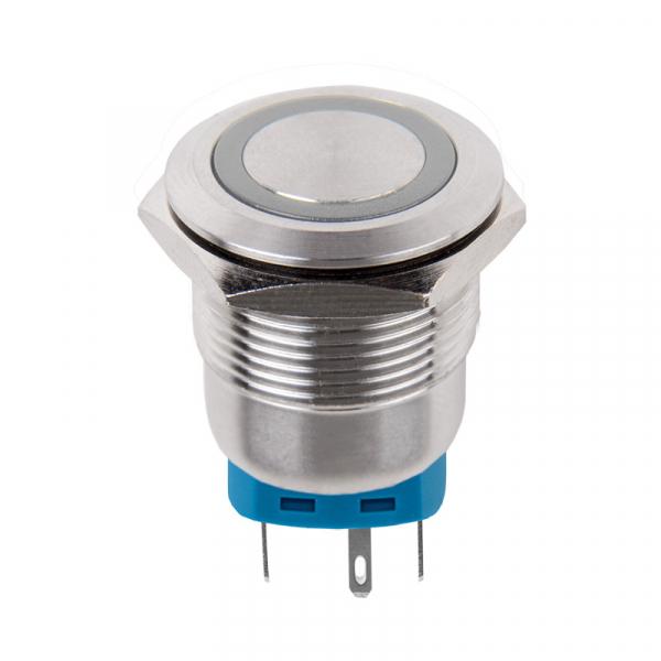 Кнопка  антивандальная Ø22 12В Б/Фикс (6с) ON-OFF/OFF-ON подсв/зеленая  REXANT 36-3513