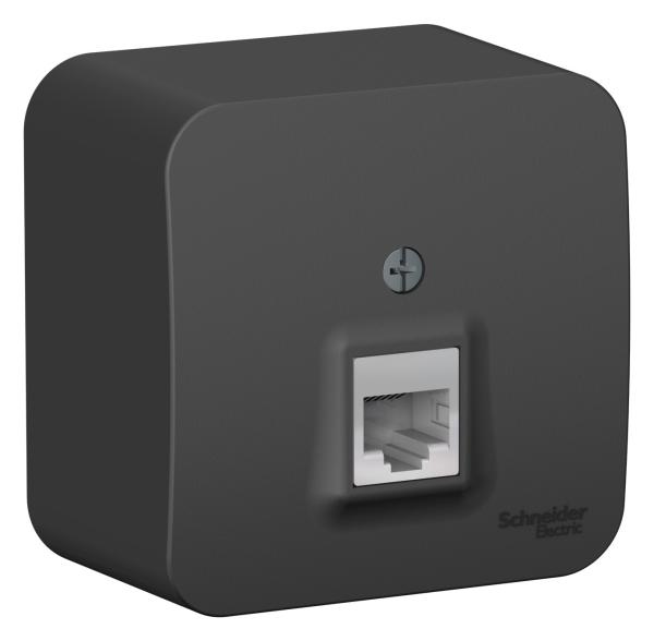 Schneider Electric  BLANCA  Антрацит  Розетка компьютерная RJ45, категория 5E, изолирующая пластина, открытая установка BLNIA045006