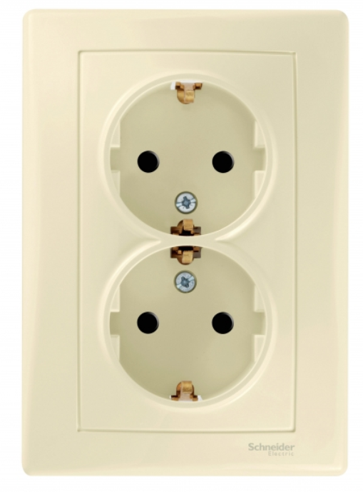Schneider Electric Sedna  Бежевый Роз. 2-местная с заземляющими контактами, со шторками, 16А, 250В IP20 скрытая установка SDN3000747