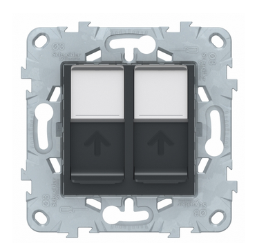 Schneider Electric Unica NEW Антрацит Розетка компьютерная, RJ45, 2-местная категория 6 UTP, NU542454
