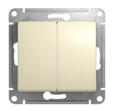 Schneider Electric Glossa Молочный Выключатель 2-клавишный схема 5, 10AX, механизм IP20 скрытая установка GSL000951
