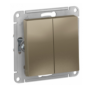Schneider Electric AtlasDesign Шампань  Переключатель 2-клавишный, схема 6, 10АХ, механизм ATN000565