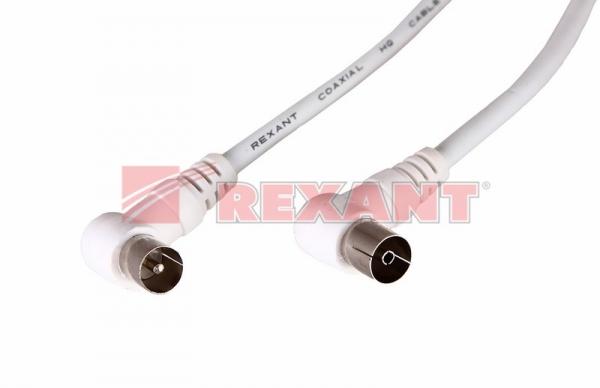Шнур TV PLUG - TV JACK  3М  Угловой  Белый  REXANT 18-0024