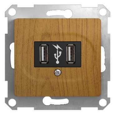 Schneider Electric Glossa Дерево Дуб Розетка USB, механизм IP20 скрытая установка GSL000532