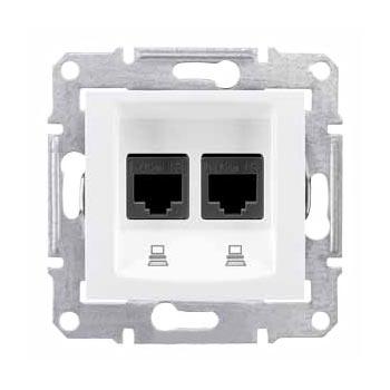 Schneider Electric Sedna  Белый Розетка механизм компьютерная 2-местная RJ45 категория 5e, экранированная STP с пружинными зажимами IP20 скрытая установка SDN4600121