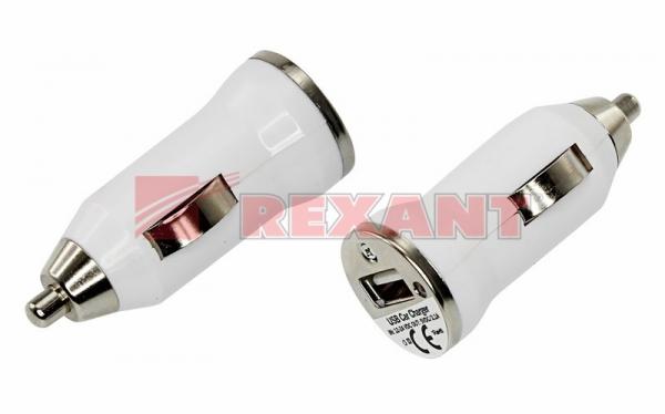 Автозарядка в прикуриватель USB для iPhone small (АЗУ) (1 000mA) белая блистер 18-1193-1